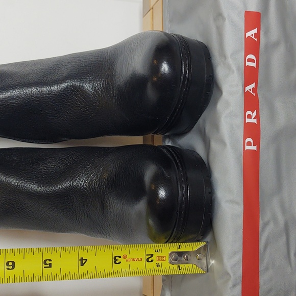 🖤♥️PRADA♥️🖤Lug Sole High Heel Black Deerskin Boot, size 41 (US 11), 🆕 - Picture 5 of 16